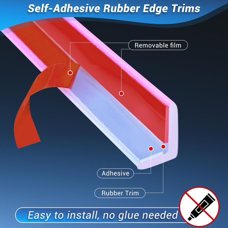 Protalwell Rubber Edge Trim  Self Adhesive L Shaped Edge Trim  Small Size Peel and Stick Edge Trim for Tile  Wall and Furniture Edges  Clear Color  10Ft - Image 3